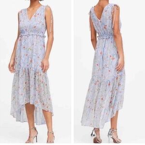 Banana Republic Sleeveless Elastic Waist Dress Hi-lo FLORAL Cinch Size 12 Petite